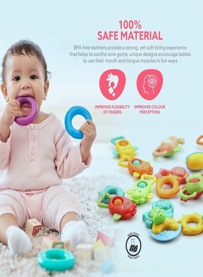 Cable World Set of 6 Premium Rattle Set, Colourful Plastic Non Toxic 6 Attractive Rattles and Teathers for New Borns Multi Color - Image 4